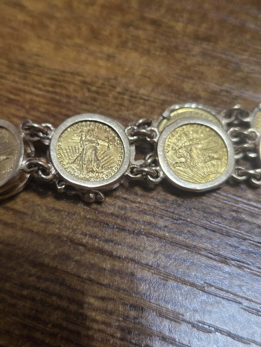 Vintage Coin Link Bracelet 14K